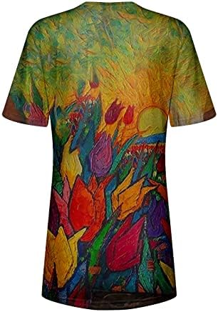 NOKMOPO/ Женска Тениска С Къс Ръкав, Модни и Ежедневни Тениска Размер на Плюс С Флорални Принтом, Върхове с