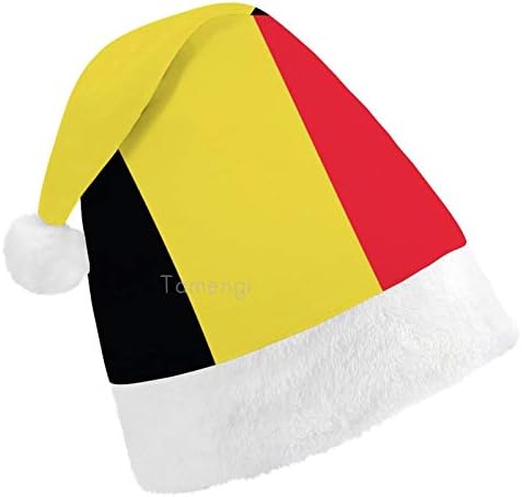 Коледна Шапка на дядо коледа, Коледна Празнична Шапка с Флага на Белгия за Възрастни, Комфортни Коледни Шапки