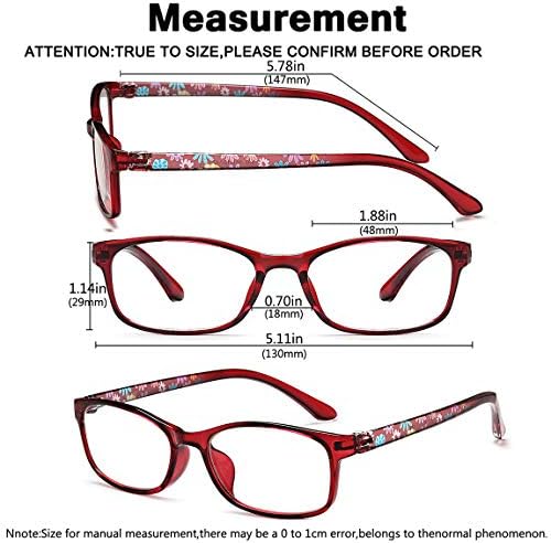 Очила за четене EYEURL Женски с блокиране на синя светлина - Комплект от 2-те компютърни ридеров с чертеж (лилав / червен, 1,5)