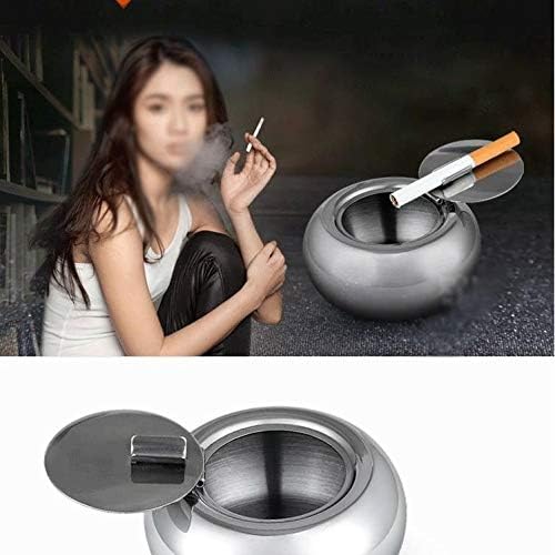 Пепелник SHYPT, Модерна Настолна Пепелник от Неръждаема Стомана с Капак, Пепелник за цигари, за вътрешно и Външно използване