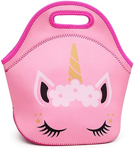 Moonmo Cat Face Unicorn Face Изолирано Неопреновая чанта за обяд и за жени и деца - Множество Мека чанта за