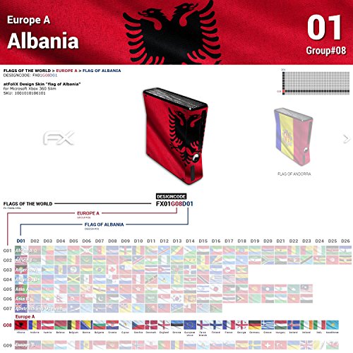 Стикер от Microsoft Xbox 360 Slim Design Skin знаме на Албания с надпис Decal за Xbox 360 Slim