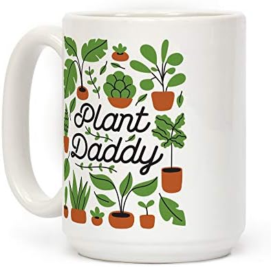 LookHUMAN Plant Татко Бяла Керамична Кафеена Чаша с тегло 15 Грама