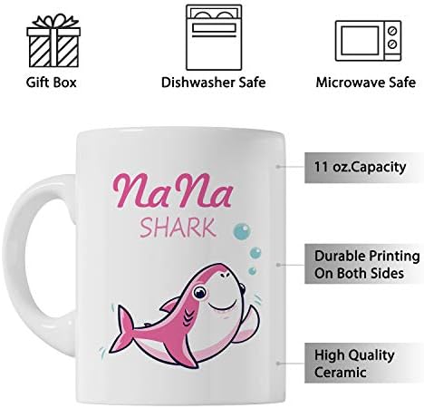 Чаша Nana Shark - Подарък под формата на утайка от чаши с 11 грама, На Деня на майката, Коледа и За мама, Баба,