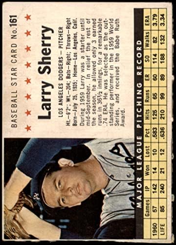 1961 Post Cereal 161 COM Лари Шери Лос Анджелис Доджърс (Бейзбол карта) (перфорирана) VG Dodgers