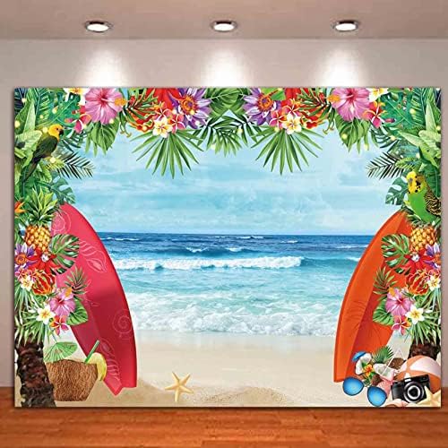 Годишният Тропически Плаж Тема Снимка Фон 5X3FT Плажна Кърпа Мивка Хавай Сини Морски Цвете Детски Рожден Ден