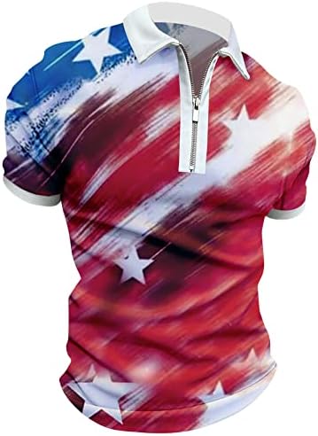 Мъжки ризи Поло с Флага на САЩ, Патриотични Фланелки на 4 юли, Летен Ежедневни Тениски с 3D Принтом, Къс Ръкав,