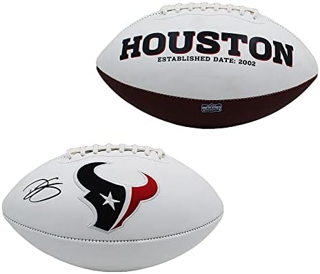 Далтон Шулц е подписал Хюстън Техасанс Спин Бродирана Бяла топка за футбол NFL - Футболни топки С Автографи