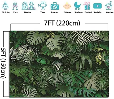 Yongqian Тропически Зелени Листа Снимки Декори Природа, Сафари, Украса за парти 7x5 фута (210 см х 150 см) на