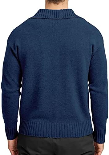 DuDubaby Мъжки Пуловер с имитация на шията на Копчета, Вязаный Пуловер с Витым яка-часова, Монофонични Модерен
