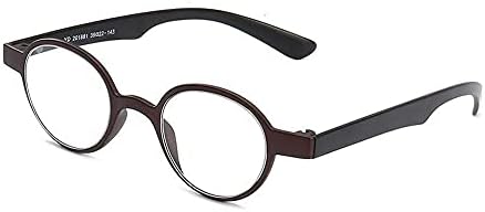 Ретро Очила С Кръгли Лещи, Модерни Дамски Очила За Четене, Пълен с Кафява Пластмасова Дограма + 3,0 Здравина