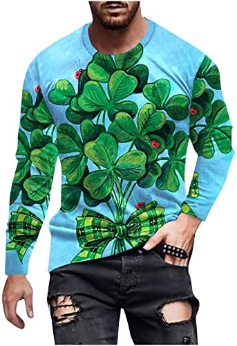Мъжка Риза Kinrui с дълъг ръкав, тениски с принтом Трилистников на Св. Патрик, Блуза, Оборудвана Пуловер С ирландски