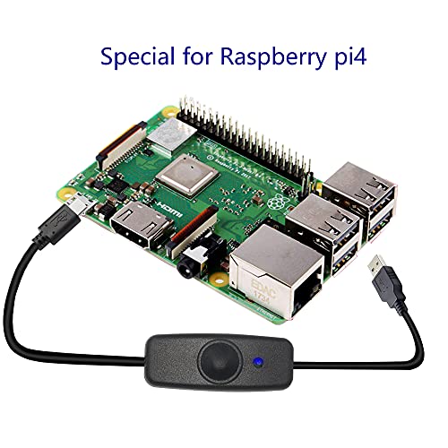 PNGKNYOCN захранване Raspberry Pi, 3,9 фута, с индикаторна лампа Превключвател на захранване на Raspberry Pi