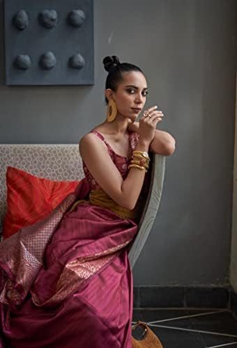 ЕТНИЧЕСКИ търговски център Канава богат вид индийски жени Gala Copper zari handloom Тъкане на коприна сари блуза