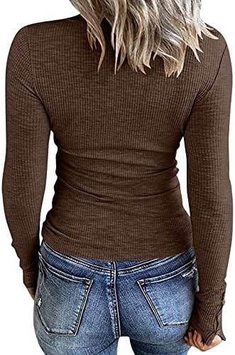 Дамски Пуловери, Блузи с дълъг ръкав, Ежедневни Ризи, Блузи Копчета, Основни Трикотажни Тениски в Рубчик, Зимни