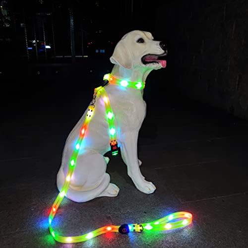Светлина Кученце на каишка и led комплект кучешки Сбруя, Водоустойчива Акумулаторна батерия Защитния фенер за