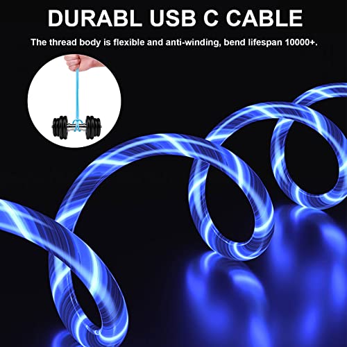Светлинен кабел за зареждане USB C с ключа, видим Струящийся led Кабел за зарядно устройство Type C, Кабел за