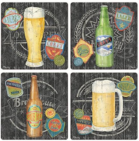Абсорбиращи подложки за крафтового бира CoasterStone (комплект от 4 броя), 4-1 / 4 инча, различни цветове