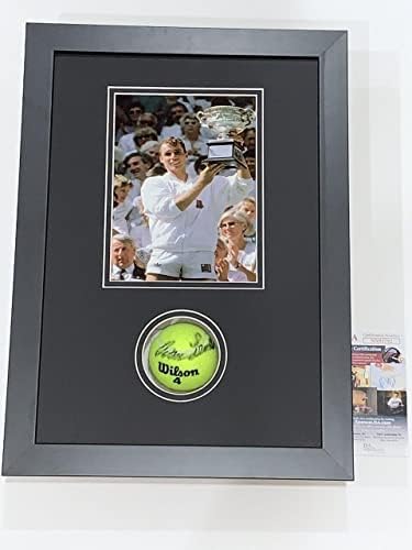 Тенис топка с автограф на Иван Лендла В Рамката на 13x18 за показване на Открито Уимбълдън САЩ Jsa Coa - Тенис