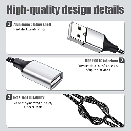 Fidioto USB Сплитер Y-Образен кабел, Конектор USB удължител от 1 мъже 3 жени, Двойна хъб с два USB порт, Адаптер