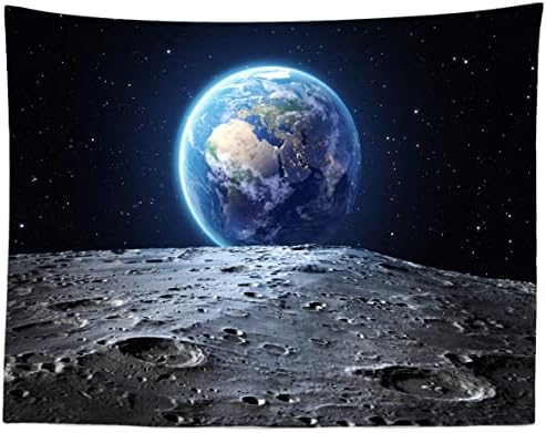 BELECO 10x8ft Текстилен Космически Фон Вселенски Фон на Повърхността на Земята и Луната, Предоставена от НАСА