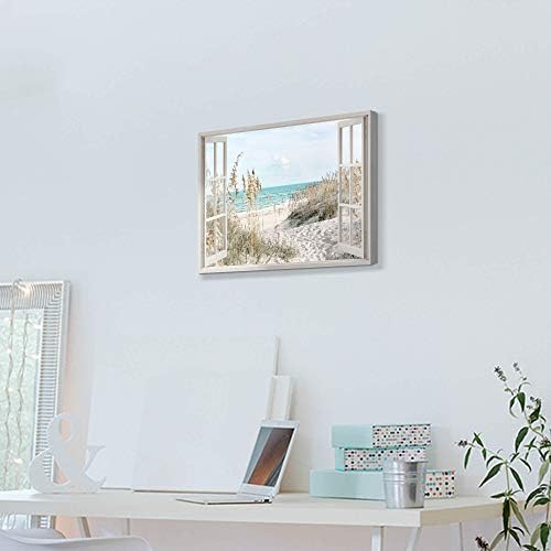 Галерия Харди Крайбрежната Плажна картина на Стенно Изкуство: Прозорец на плажна тема, Платно, Щампи с Морска