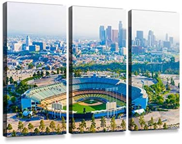 Панорамна хоризонт Лос Анджелис, Калифорния, Градски пейзаж, снимка от въздуха над Стадиона, Печат Върху Платно,