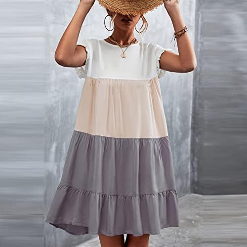 Лятна рокля размер Плюс Fragarn, Женствена рокля Свободно намаляване с V-образно деколте, страхотна Рокля-люлка,