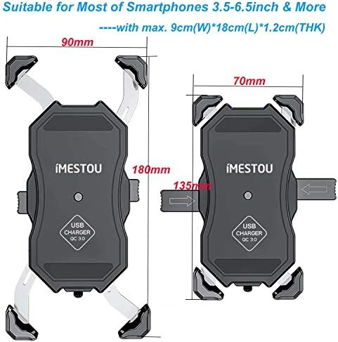 (USB) iMESTOU Мотоциклет USB Зарядно устройство за телефон на волан и огледало за обратно виждане Бързо зареждане