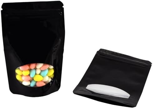 CHIC & TNK 100 БР Цветно Алуминиево Фолио, Стоящ Пакети джоб С Прозрачен Прозорец За Съхранение на Закуски, Закрываемая Чанта