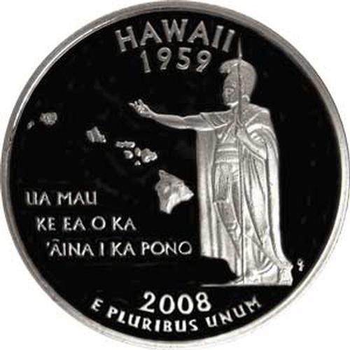 Монети на САЩ от четвърт долар с Скъпоценния камък в Хавай 2008 г.
