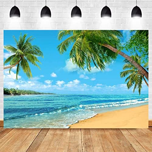 Годишният Остров на Сцената на Фона На картина, като Морски Плаж Палма Хавайски Тема Рожден Ден Банер Орнаменти