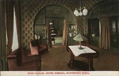 Розова хол, хотел Кимболл Дейвънпорт, Айова, IA, оригинални антични картичка