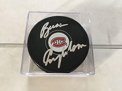 Брайън Энгблом подписа хокей шайба Монреал Канадиенс с автограф NHL a - за Миене на НХЛ с автограф