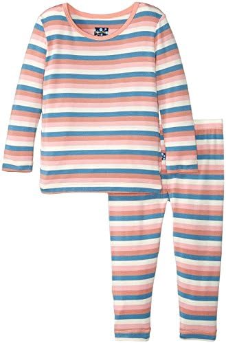 Пижамный комплект с дълги ръкави и принтом KicKee Pants за малки момичета Prd-kplp108-blmc