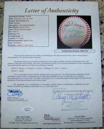 ВПЕЧАТЛЯВАЩО! Джо Ди Маджо Кейси Стенгел Лойд Уэйнер подписа договор с бейзболна JSA LOA! - Бейзболни топки