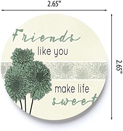 Friends Life Сладки Цветя Зелени 2,75 х 2,75 Керамични Автомобилна стойка Опаковка от 2 броя