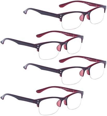 ОЧИЛА ЗА ЧЕТЕНЕ, 4 опаковки пластмасови слънчеви очила в полукръгла рамка (сив леща, 2,25)