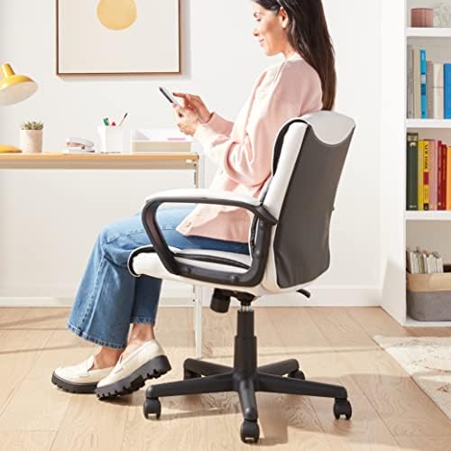 Меко офис стол Basics с подлакътници, Регулируеми по височина / наклон, завъртане на 360 градуса, с капацитет за 275 паунда - Бял