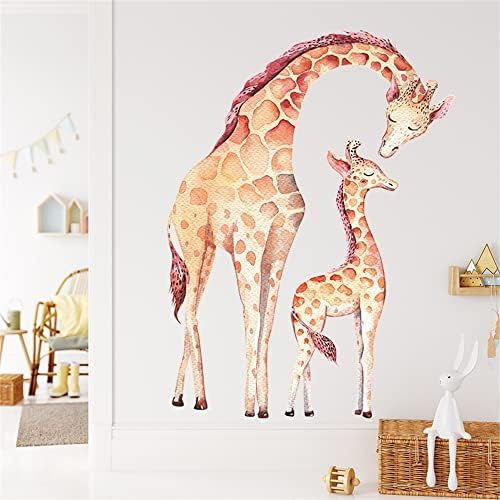 ROFARSO Реалистична Скъпа Стикер за стена с изображение на животно като Жираф за Майката и Детето, Свалящ Стикер