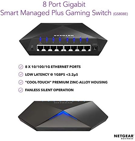 Подобрен 8-port Gigabit Ethernet switch NETGEAR Робот S8000 за игри и стрийминг (GS808E)