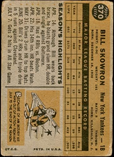 1960 Топпс 370 Бил Скоурон Ню Йорк Янкис (бейзболна картичка) PHAIR Янкис
