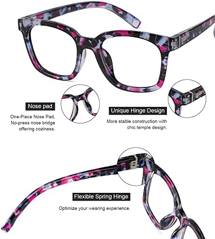 Очила за четене JiSoo Голям размер 1,5 Женски Мъжки, Модни и Дизайнерски Очила за четене в Големи Рамки с Пружинным