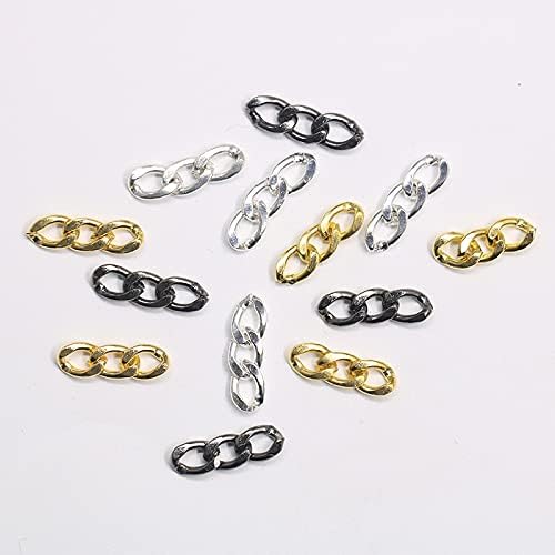 20pcs ТОП 3D Метална Верижка Черното Злато Сребро Япония Корея Декорации за нокти В стил пънк направи си САМ