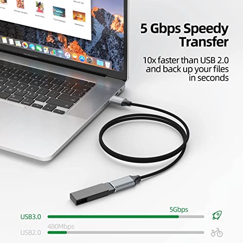 Удължител за USB CLAVOOP 3 метра, удължител за кабел, USB 3.0, Найлон Плитка, удължителен кабел USB A, съвместим