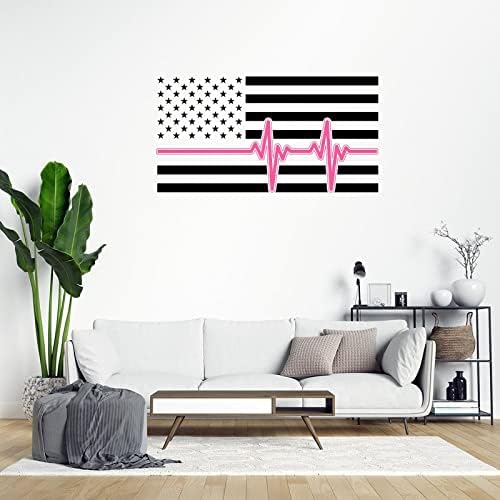 Американски Флаг Heartbea Розова Линия Vinyl Стикер на Стената Розовата Лента Стикери за стена Борба с рака