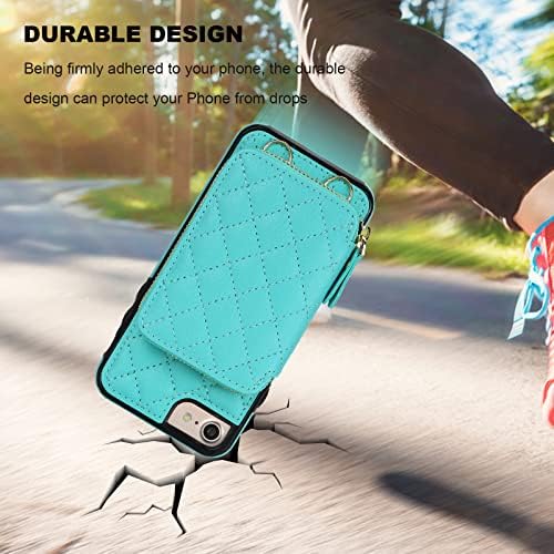 Чанта-портфейл Bocasal по рамото за iPhone SE 2022 /SE 2020/8/7, RFID-Принудителна Чанта от изкуствена кожа