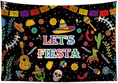 Allenjoy 7x5 фута Мексикански Фон Let ' s Fiesta Синко Де Майо Цвете Кралят Празник на Честването на Деня на мъртвите, за да проверите За Партита Фон Цветни Знамена Снимка Бане?