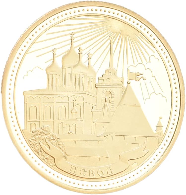 Русия Старинен замък Псков Възпоменателни Златни Монети на Чуждестранни Монети с Двуглавым Орел Запомнящо се