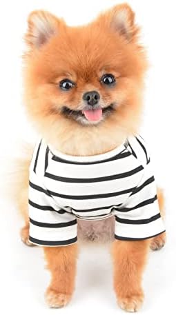 SMALLLEE_LUCKY_STORE/ Класическа тениска в ивица с Хубав Мечка, Тениска с Кученце за най-Малките Средни Кучета,